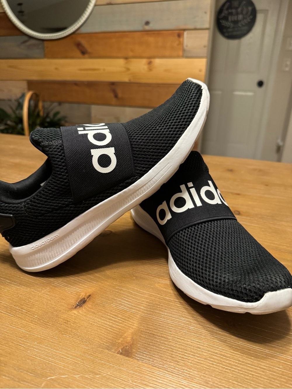 adidas Black and White Slip-On Athletic Sneakers